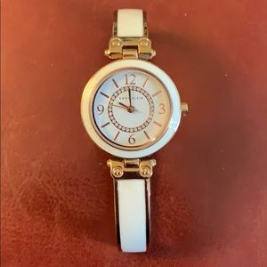 Rose gold and white Anne Klein watch